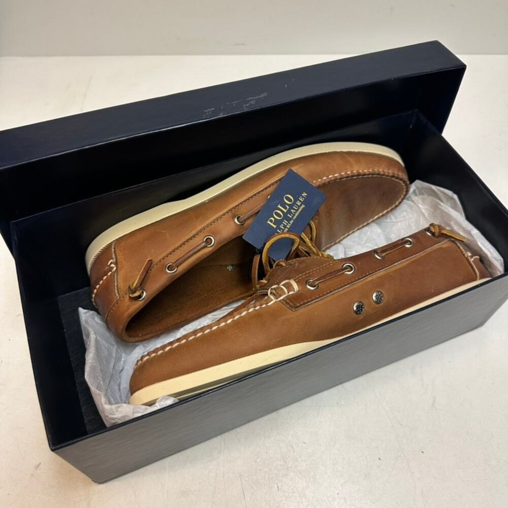 NIB Rancourt & Co. x Polo Ralph Lauren Telford Boat Shoe Tan NOS Maine USA 11 D